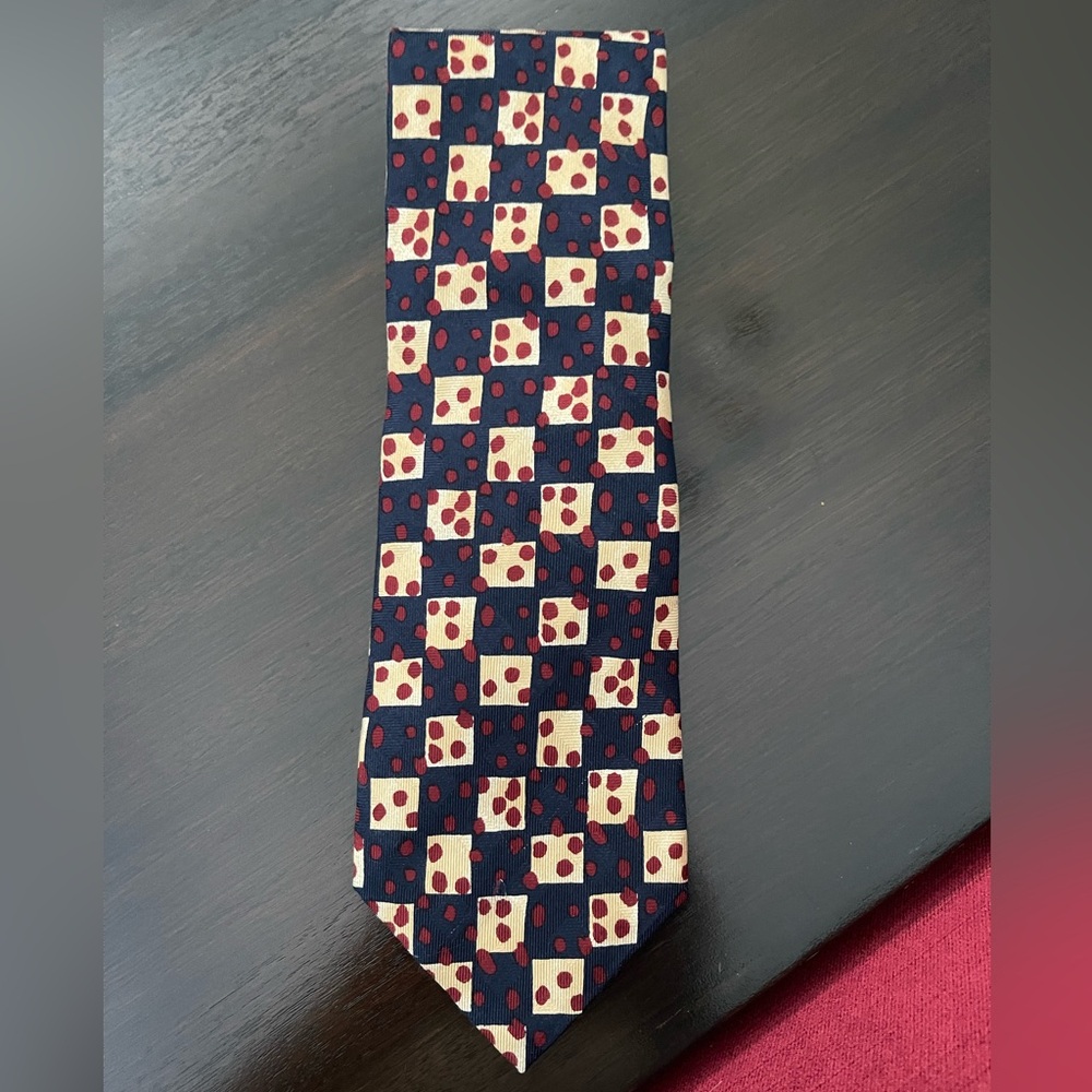 Alan Flusser Navy and Red Geometric Tie